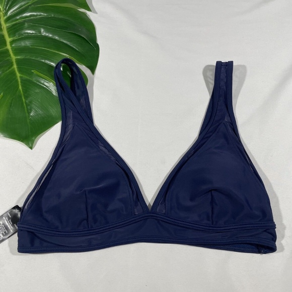 NEW Ted Baker [ size 3 ] Robbyn Mesh‎ Panelled Bikini Top in Blue - Picture 1 of 10